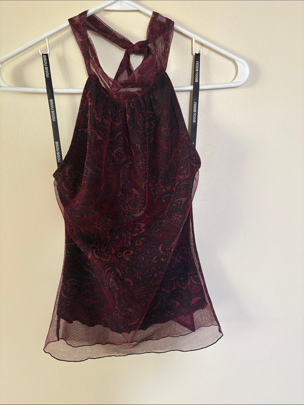 Bisou Bisou Burgundy Paisley Halter Camisole